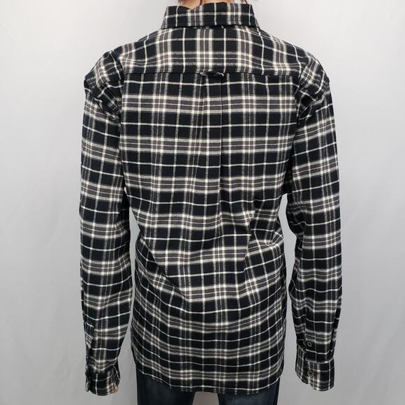 JACHS New York Flannel Shirt Plaid Black White Two Pockets Heavy Men 2XL XXL - Picture 9 of 14